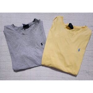 Lot of 2 Polo Ralph Lauren Vintage Single Stitch T-shirts Mens Large Yellow/Gray